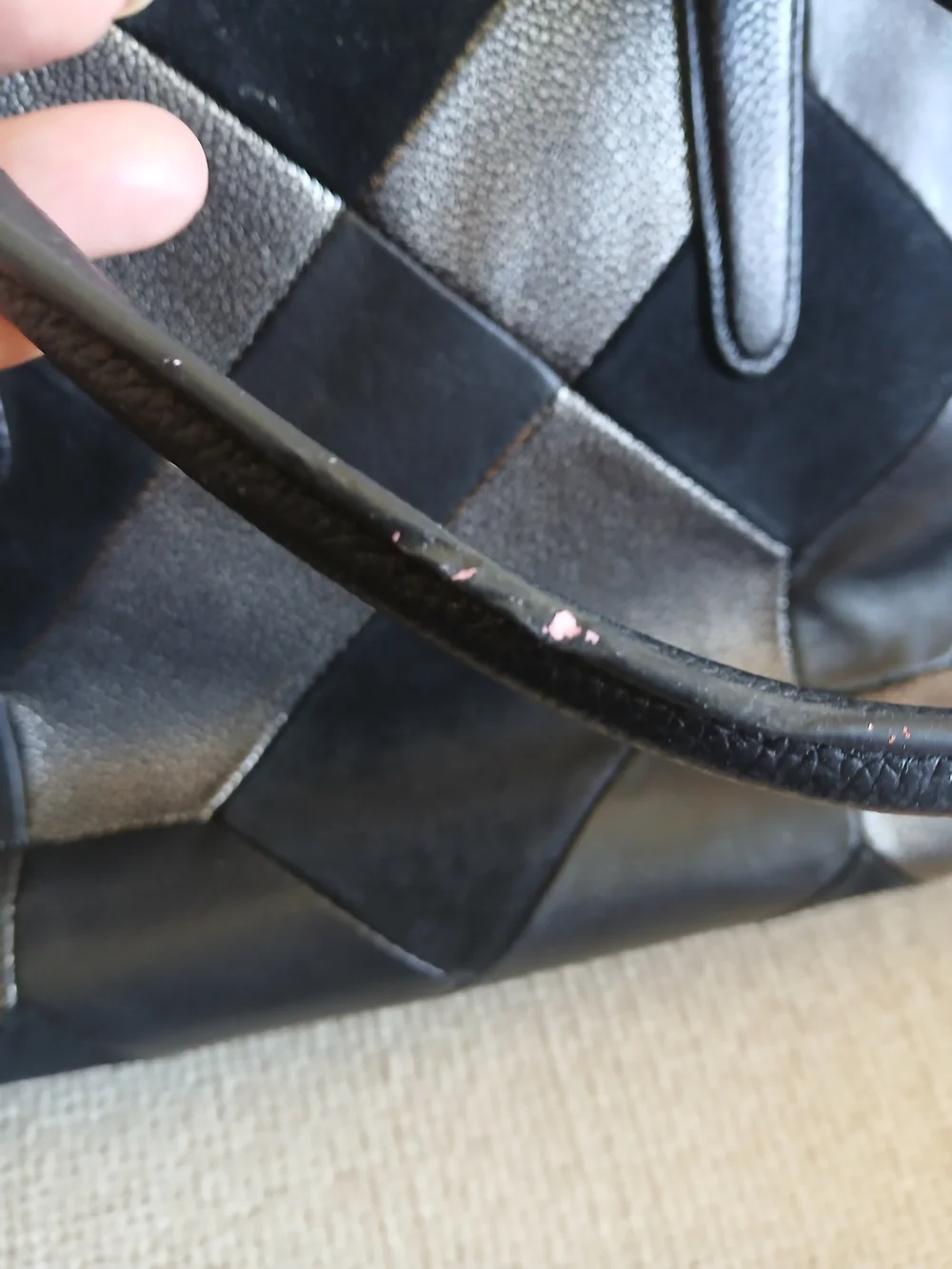 Coach Black & Silver Patchwork Leather Satchel